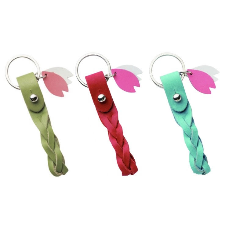 !【本革】!メッシュキーホルダー桜